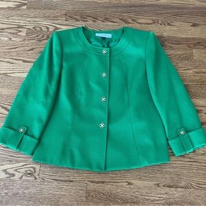 Tahari Arthur S. Levine Green Gold Color Button Blazer 12